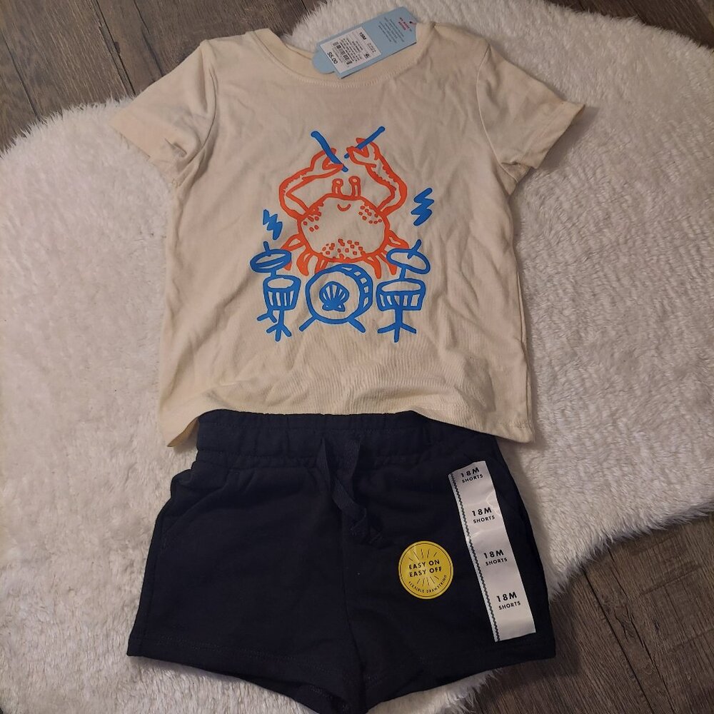 NWT Cat & Jack "Crab Drummer" Outfit Set - Size 18M - Picture 3 of 10